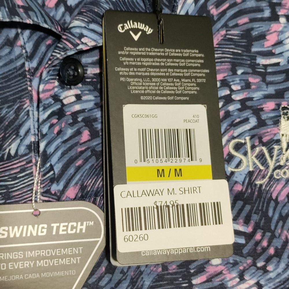Callaway Swing Tech Golf Polo Shirt Mens Medium Sky Valley Country Club Colorful - Picture 6 of 15